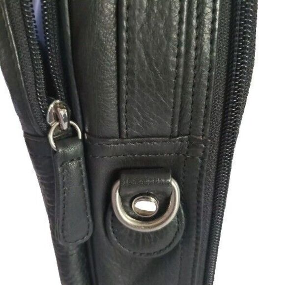 Osgoode Marley Travel Messenger Tablet Carry On Men Black Leather Business Class - Picture 4 of 8